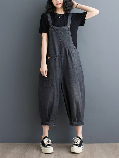 Women Summer Solid Casual Loose Denim Jumpsuits XX1050