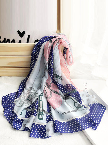 Women Colorblock Print Travel Shawl Scarf SC1037