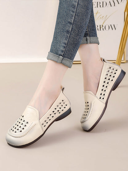 Women Summer Casual Cutout Genuine Leather Shoes OO1020