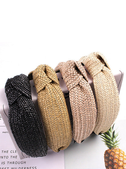 Casual Knot Straw Woven Hair Band - 4 Pieces AT1073