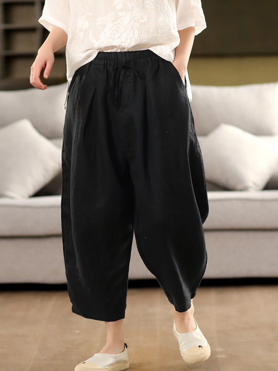 Haremshose Sommer 100% Leinen Farbe Reine Damen