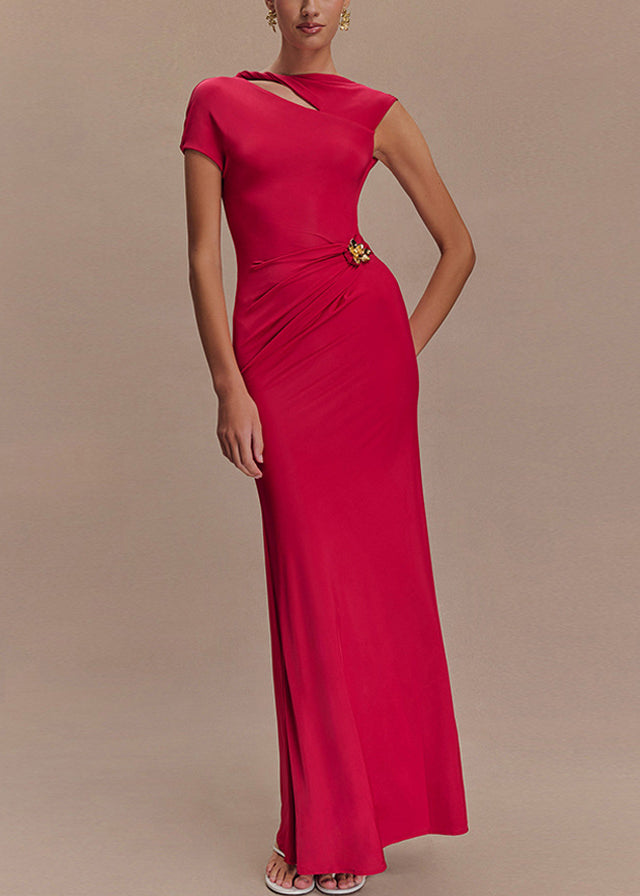 Fit Rose Summer Slim Original Dresses Backless Maxi Design Cotton