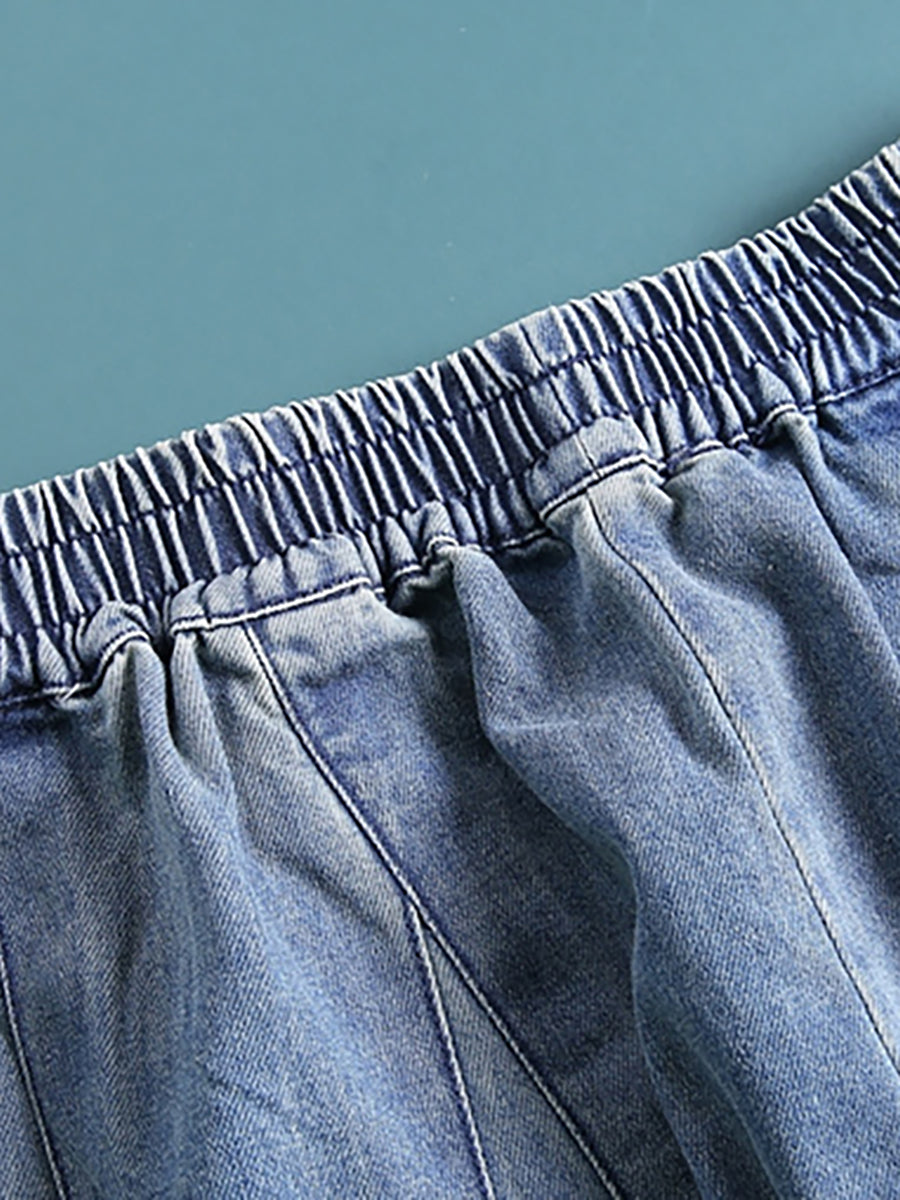 Übergröße - Einfache, lockere Jeans in reiner Farbe AH404