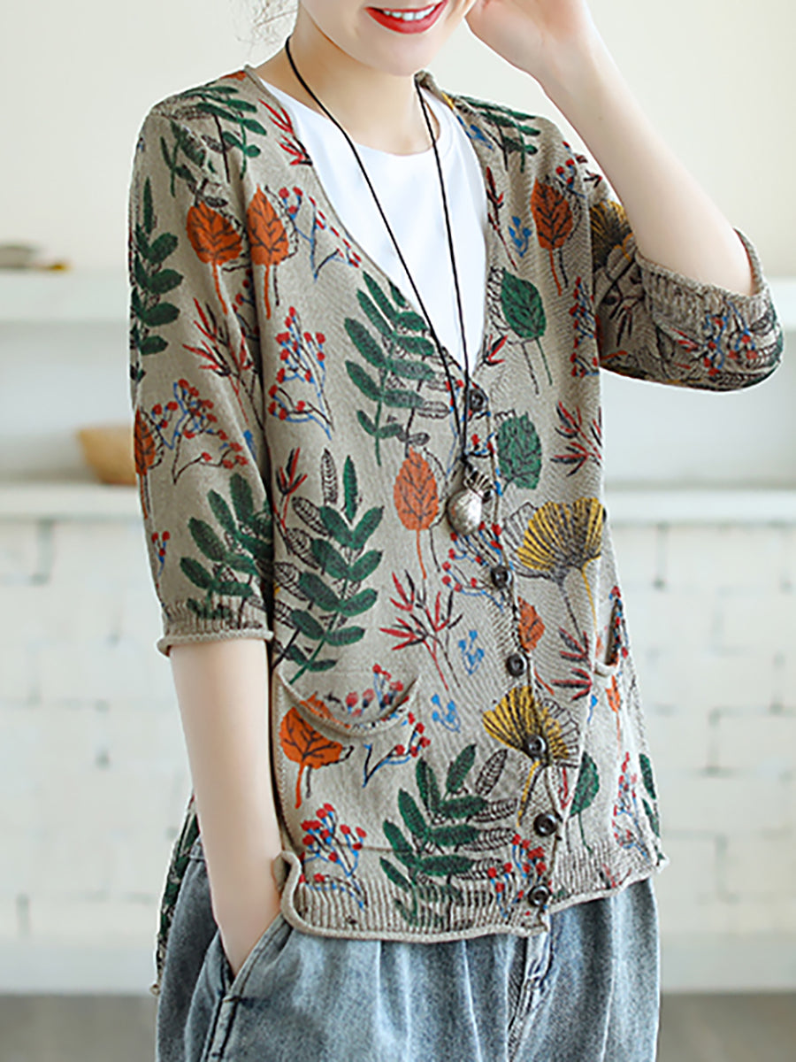 Plus Size Printed Half Sleeve Women Knitted Shirt FG1012