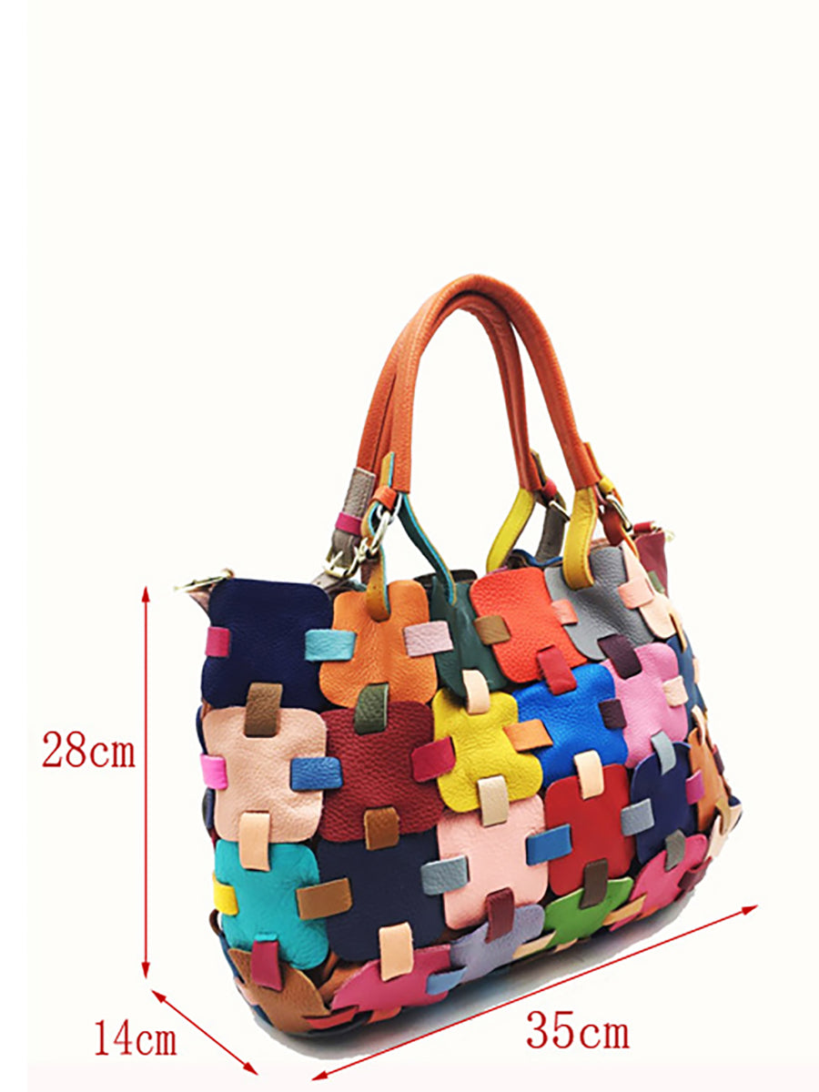 Sac à main en cuir véritable à carreaux pour femme AH1075