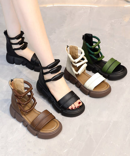 2024 Brown Open Toe Platform Sole Casual Roman Cool Boots XC1056