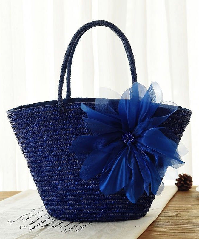 2024 Fashion Purple Flower Grass Woven Handbag HJ1009