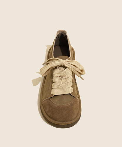 2024 New Comfortable Camel Lace Up Flats Shoes OM016