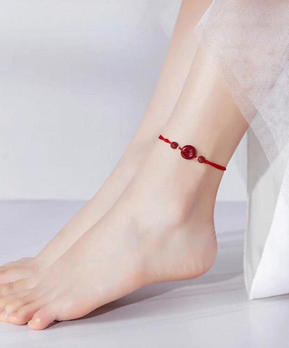 2024 New Red Hand Woven Cinnabar Ping Buckle Adjustable Anklet ZZ082