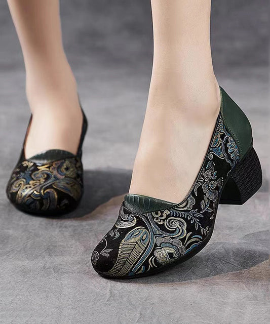 2024 Neue Retro-Grün-geprägte Chunky Heels CZ1003