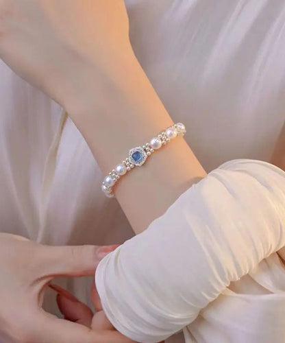 2024 New Sterling Silver Pearl Crystal Bracelet AH410