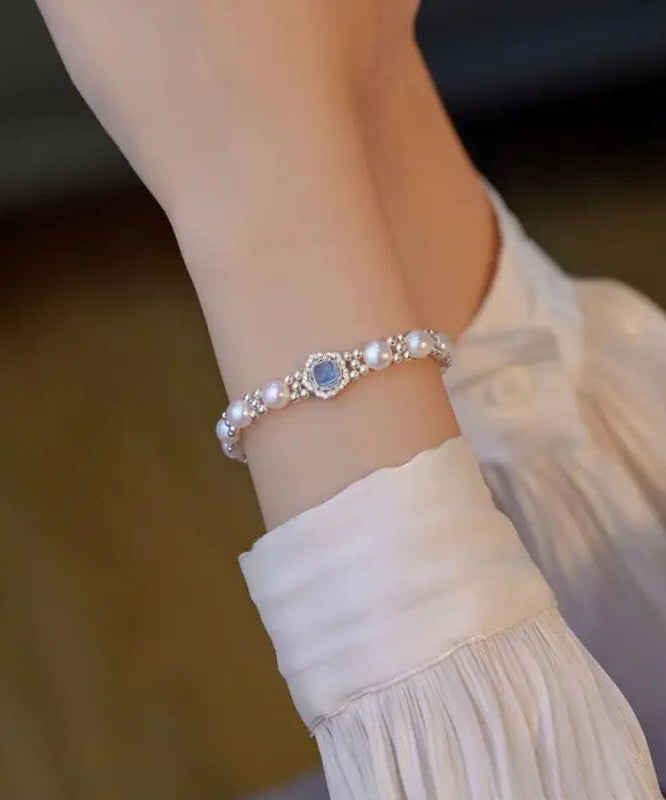 2024 New Sterling Silver Pearl Crystal Bracelet KX1033
