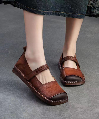 2024 Spring New Retro Cowhide Flat Shoes Buckle Strap CZ1001