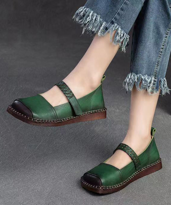 2024 Spring New Retro Cowhide Flat Shoes Buckle Strap CZ1001