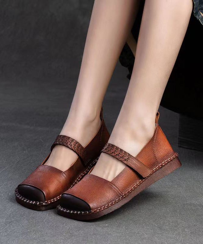 2024 Spring New Retro Cowhide Flat Shoes Buckle Strap CZ1001