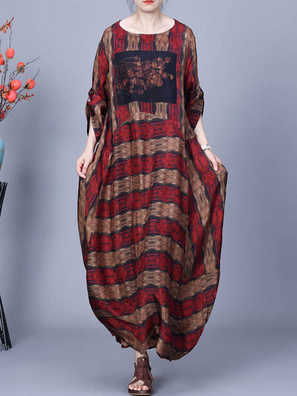 Robe longue à rayures irrégulières et épissées pour femme CO1035