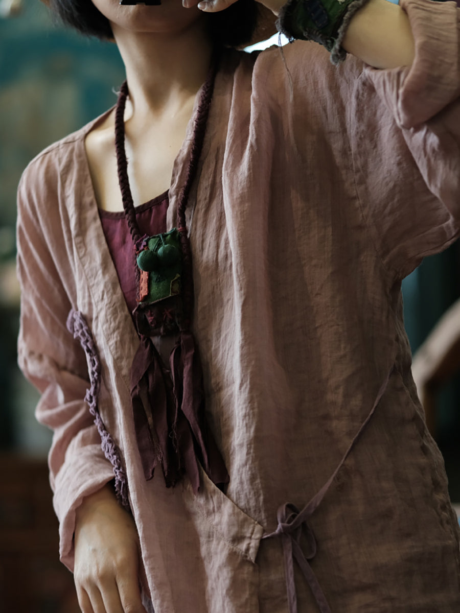 Chemise d'été en ramie à bretelles épissées et à fleurs vintage pour femmes KL1015