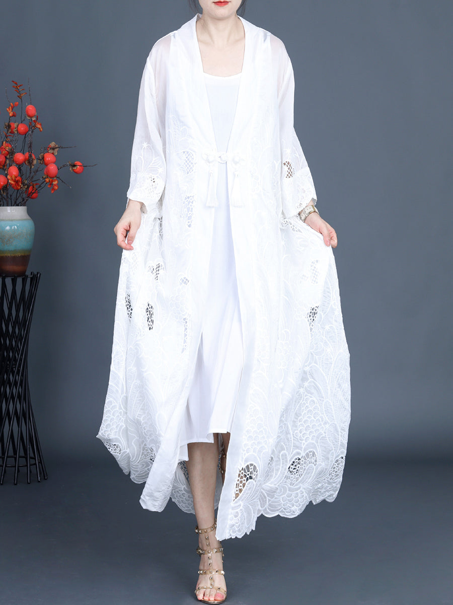 Women Summer Vintage Cutout Tassel Vest Dress+Outwear KL1016