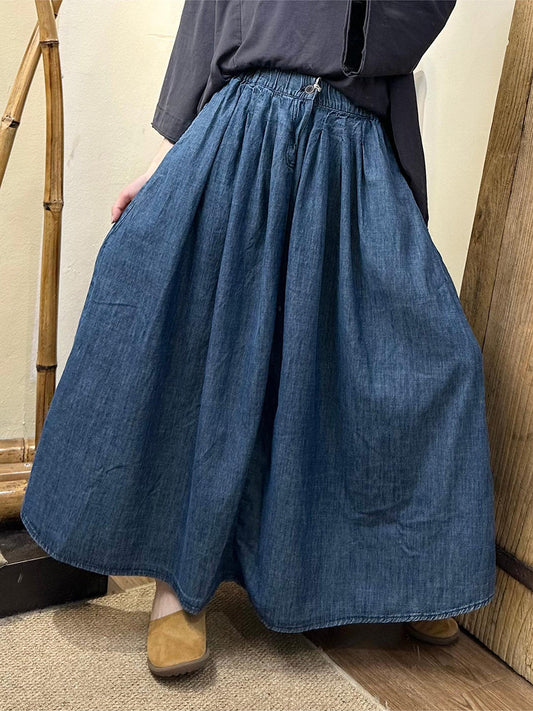Women Summer Casual Denim Solid Loose Skirt SC1047