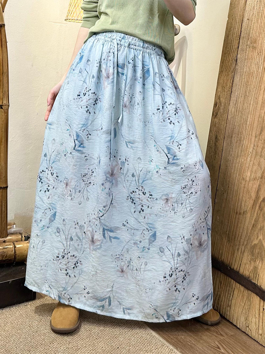 Women Summer Floral Linen Dual-side Loose Skirt SC1048