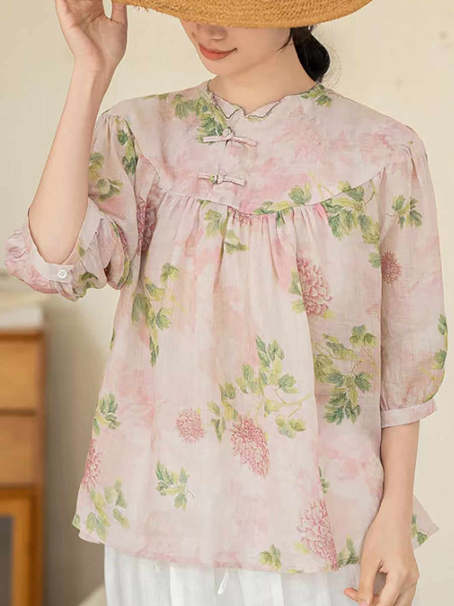 Chemise ample à imprimé floral pour femme XX1033