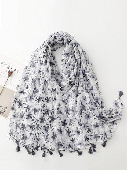 Women Spring Floral Tassel Shawl Scarf XX1017