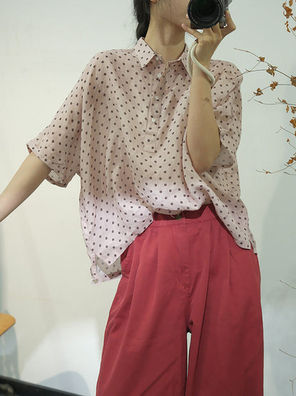 Women Casual Dot Summer Cotton Shirt AA1046