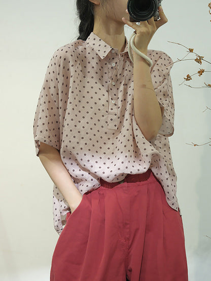 Women Casual Dot Summer Cotton Shirt AA1046