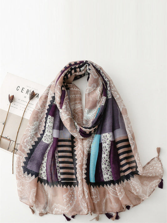 Women Artsy Summer Spliced Shawl Scarf QW1002