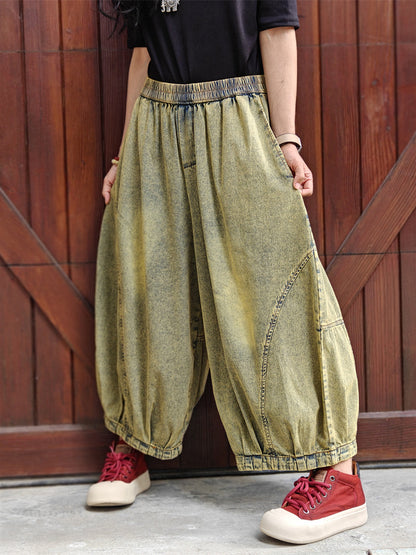 Women Summer Retro Washed Denim Harem Pants WE1040