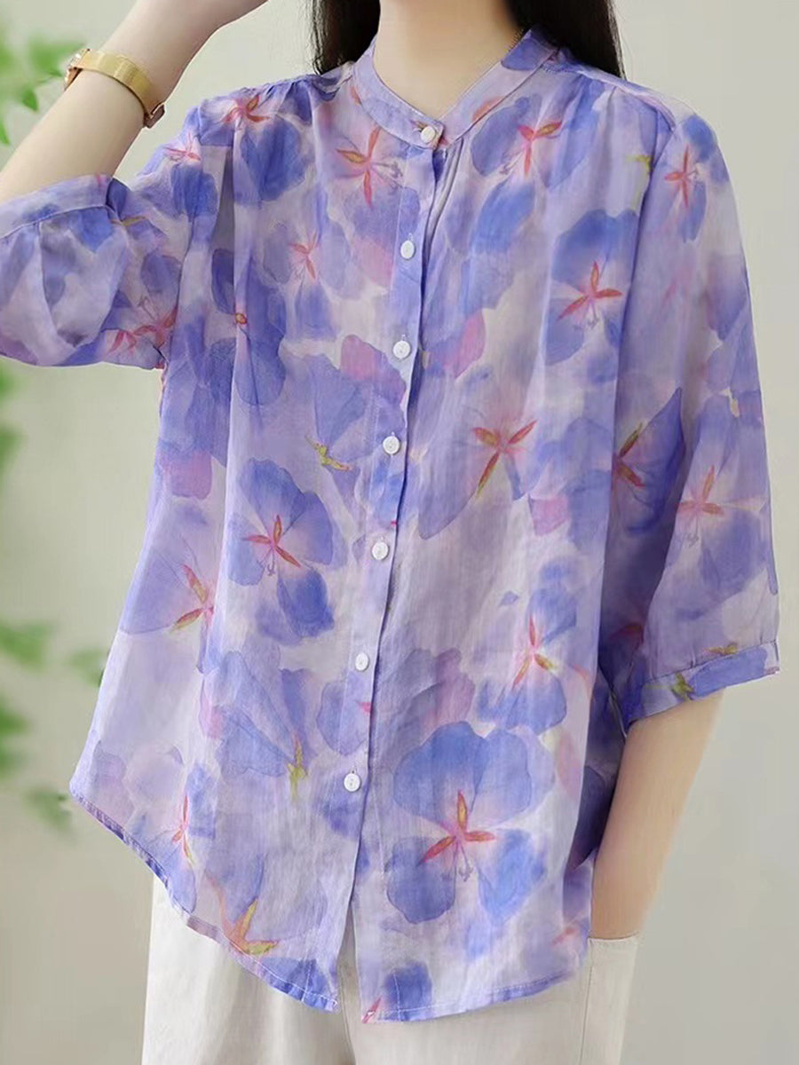 Chemise ample à imprimé floral pour femme AS1028