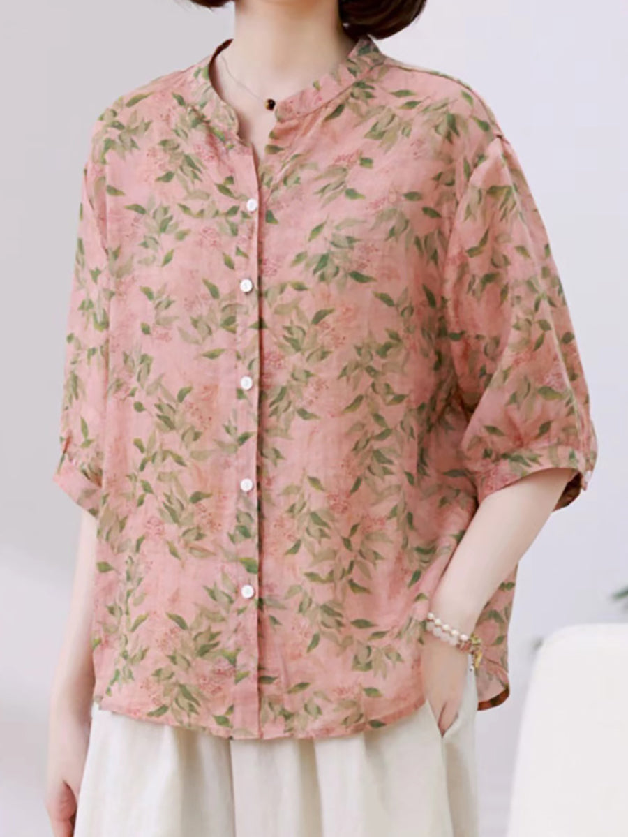 Chemise ample à imprimé floral pour femme AS1028