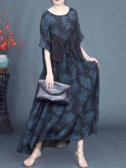 Women Summer Artsy Floral Spliced Strap Maxi Dress AS1039