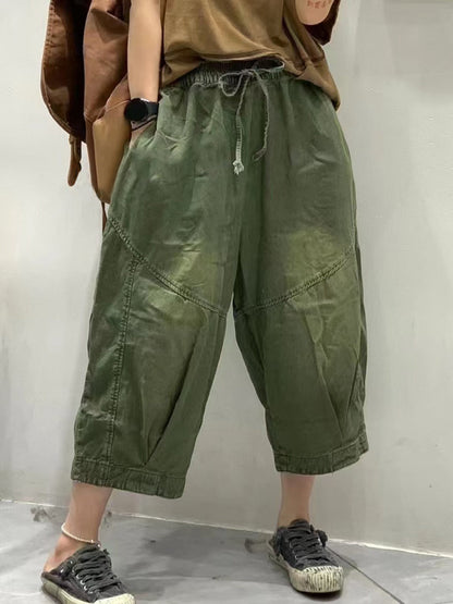 Women Summer Vintage Spliced Loose Harem Pants FG1001