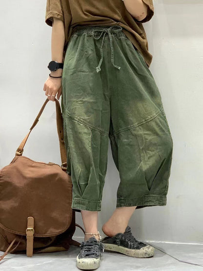 Women Summer Vintage Spliced Loose Harem Pants FG1001