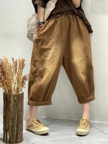 Women Summer Vintage Spliced Loose Harem Pants FG1001