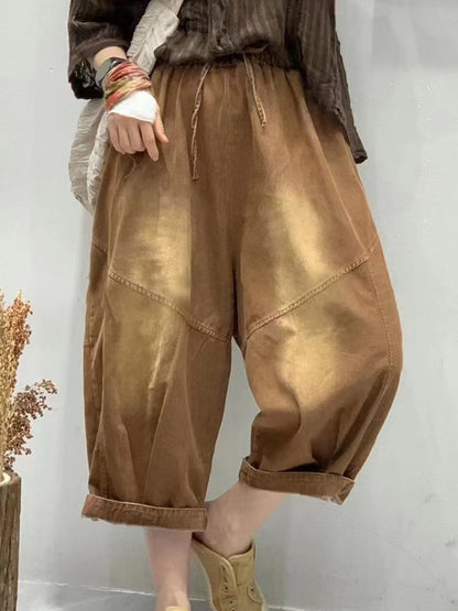 Women Summer Vintage Spliced Loose Harem Pants FG1001