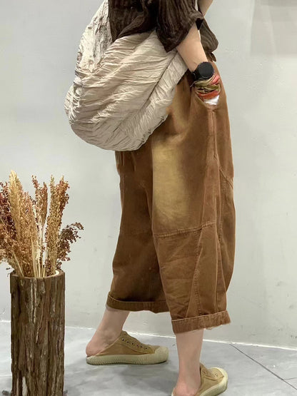 Women Summer Vintage Spliced Loose Harem Pants FG1001