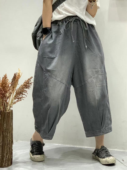 Women Summer Vintage Spliced Loose Harem Pants FG1001