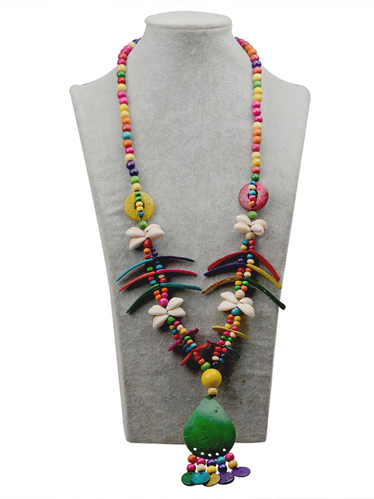 Women Bohemia Colorful Bead Weave Tassel Pendant Necklace FG1020