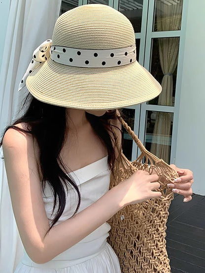 Summer Artsy Dot Spliced Straw Travel Sunproof Hat ZZ1013