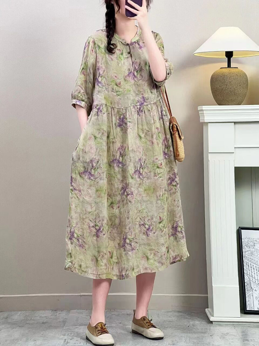 Robe ample à imprimé floral vintage pour femme, été, ZZ1019