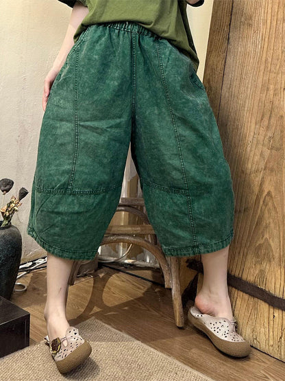 Women Summer Solid Vintage Spliced Harem Pants CV1003