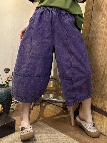 Women Summer Solid Vintage Spliced Harem Pants CV1003