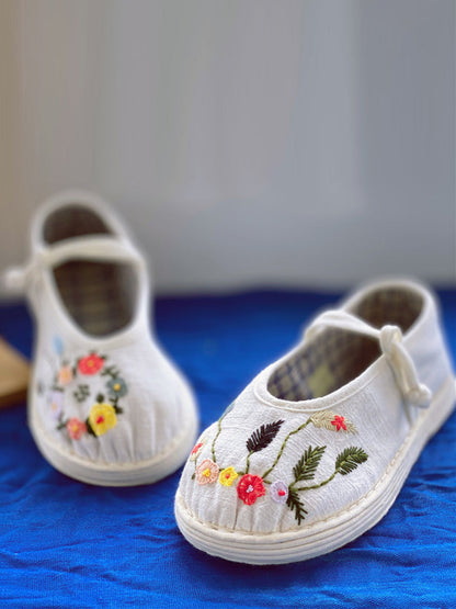 Women Summer Vintage Floral Embrodery Cloth Shoes RR1022