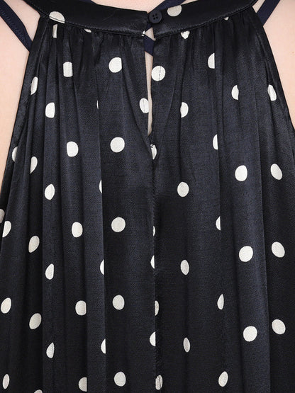 Women Summer Elegant Dot Loose Vest Maxi Dress OP1031