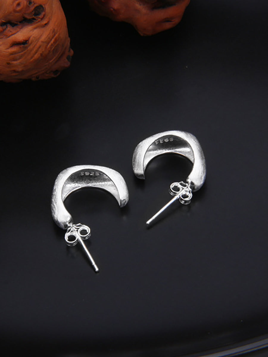 Clous d'oreilles en forme de C en argent S925 pour femmes, style décontracté, II1035 