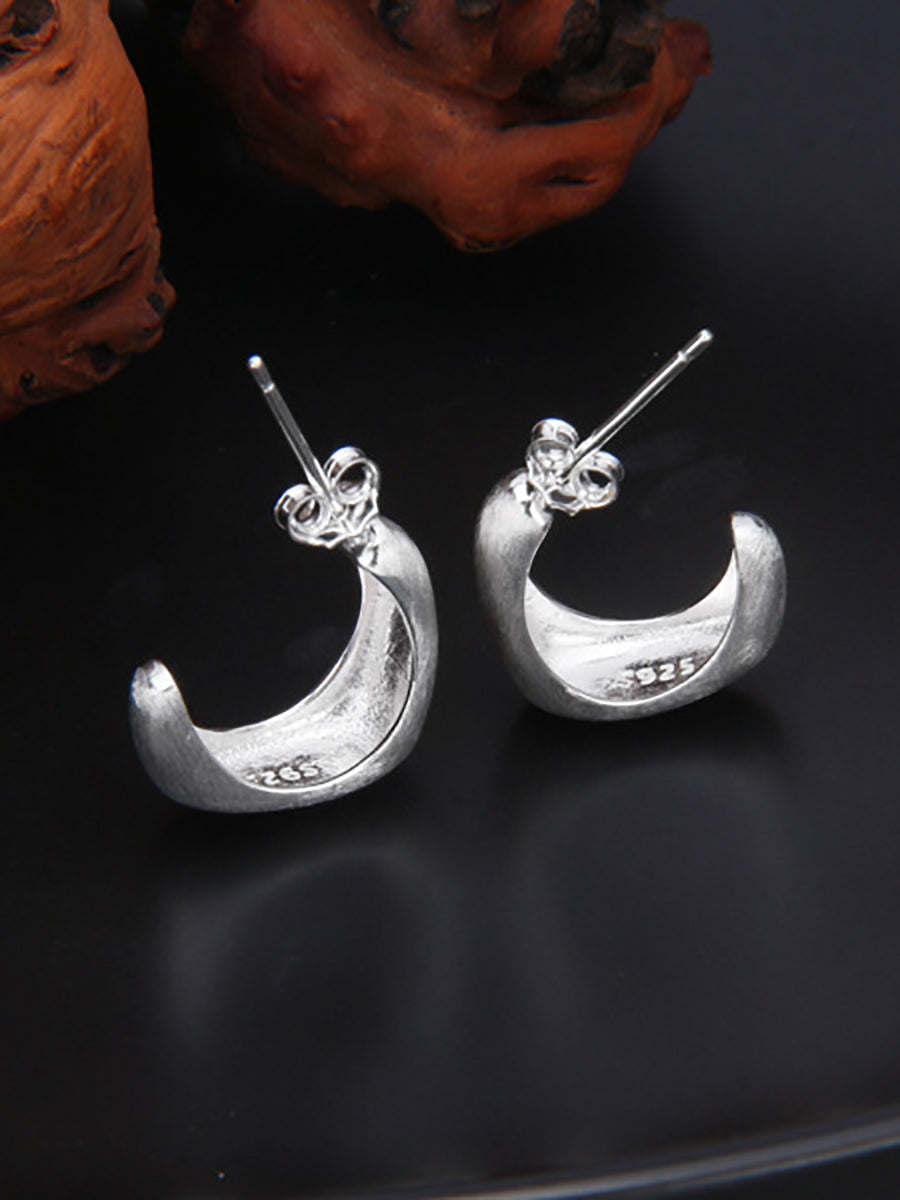 Clous d'oreilles en forme de C en argent S925 pour femmes, style décontracté, II1035 