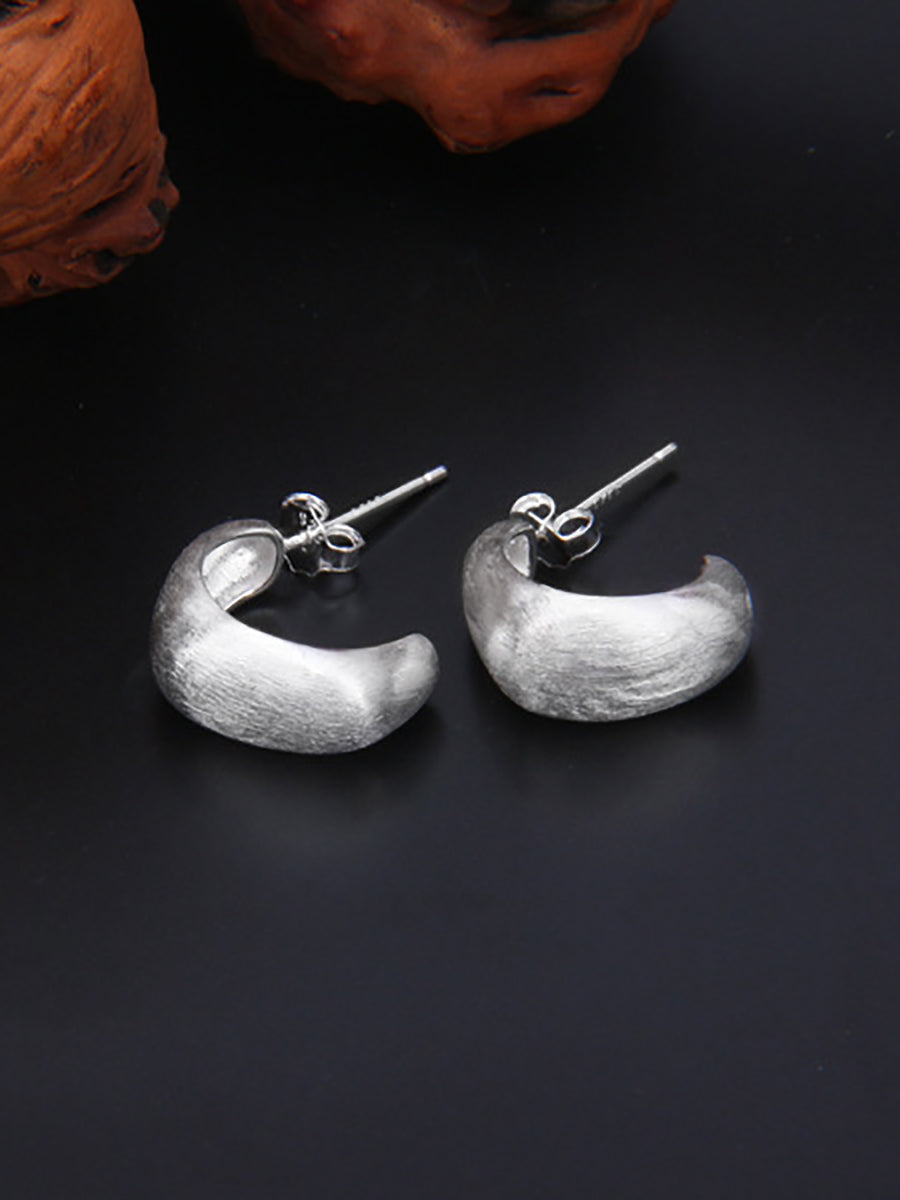 Clous d'oreilles en forme de C en argent S925 pour femmes, style décontracté, II1035 