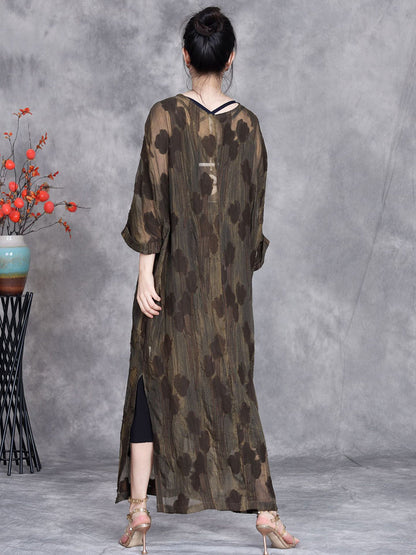 Women Summer Vintae Jacquard Loose Perspective Dress II1005